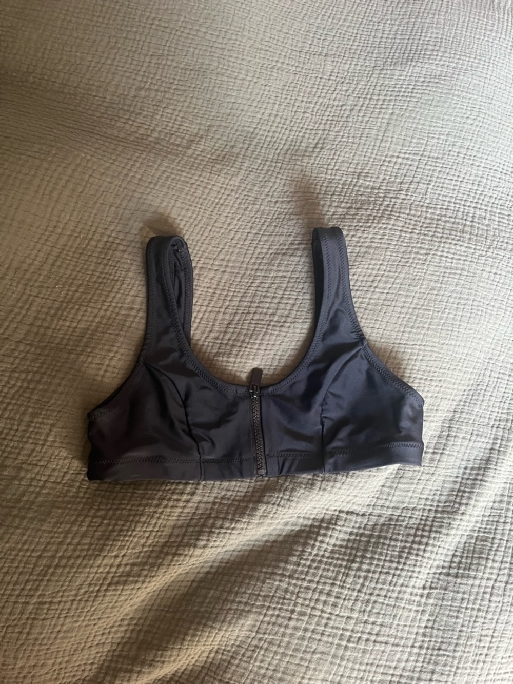 Blackbough Front-Zip Bikini Top - Charcoal - Picture 2 of 4